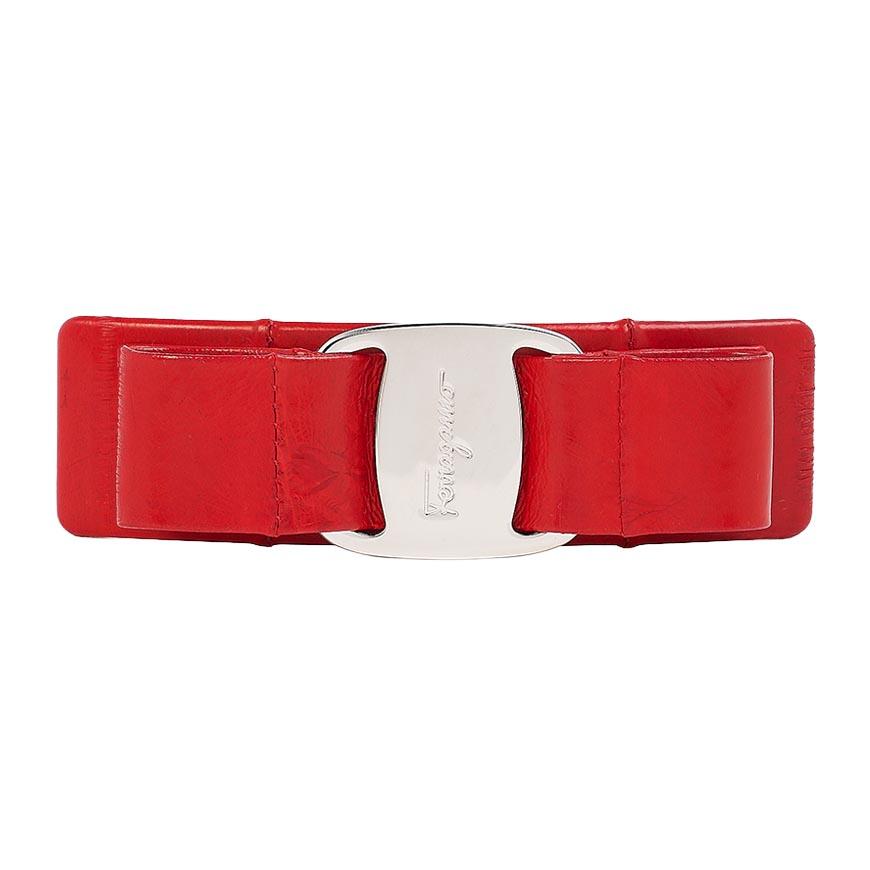 Ferragamo Women’s Leather Vara Hair Pin 34 0388 FLAME RED 0765267