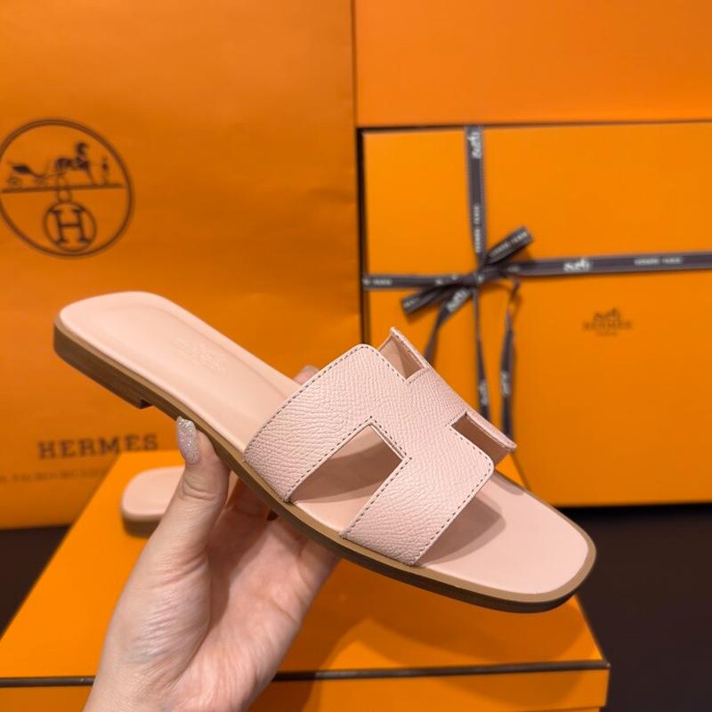HERMES Oran Sandals Peach Pink Epsom Calfskin Women’s