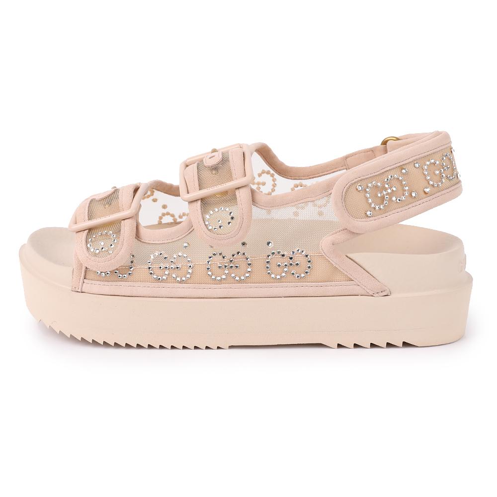 GUCCI Crystal GG Sandals Women’s Black Leather Sandals