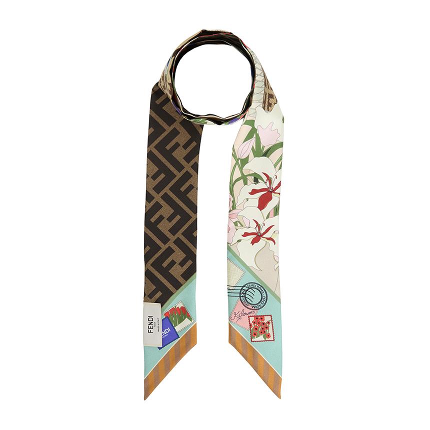 FENDI Optical Print Wrappy Women Silk Scarf Scarf