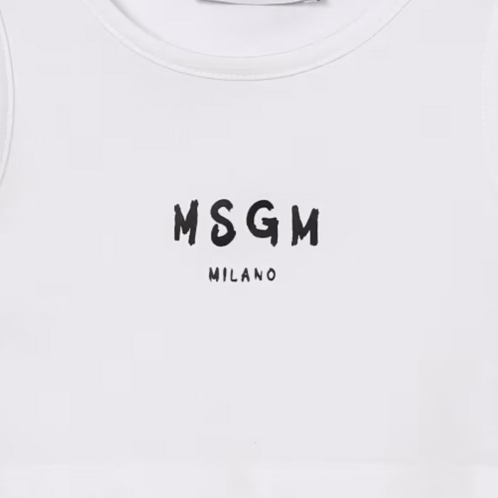 MSGM Kids Women Crop Jersey Top White S6MSJGTO011 001