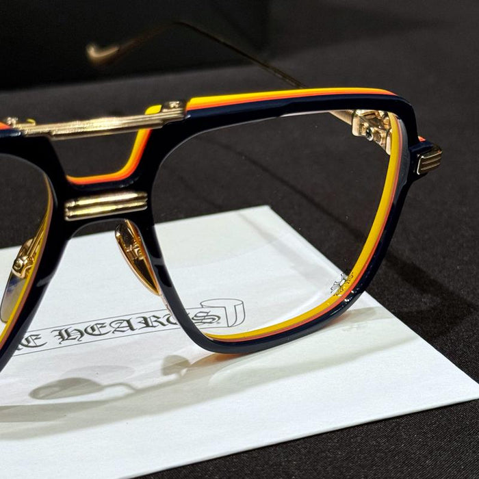 Chrome Hearts Initt Navy Multi Color Eyeglasses Gold Accents