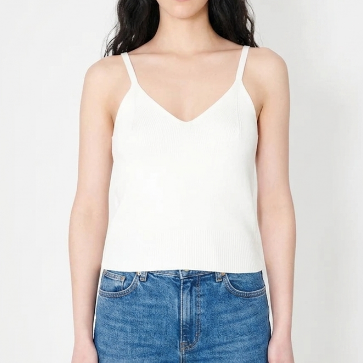 OUR LEGACY White Cotton Knitted Singlet Tank Top Women