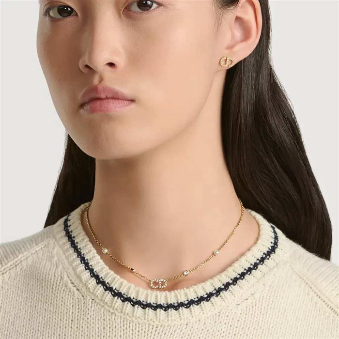 DIOR Clair D Lune Gold-Tone Crystal Pendant Necklace