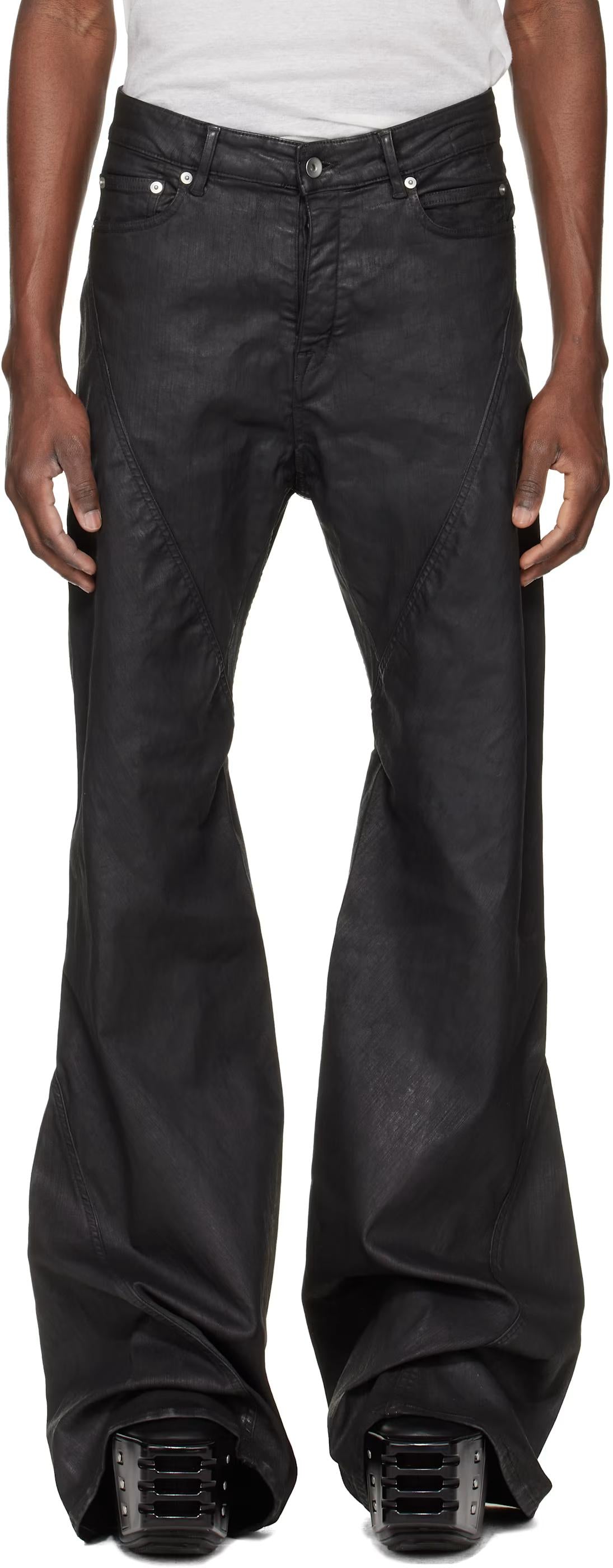 Rick Owens DRKSHDW Bias Bootcut Jeans Deep Black Stretch Denim