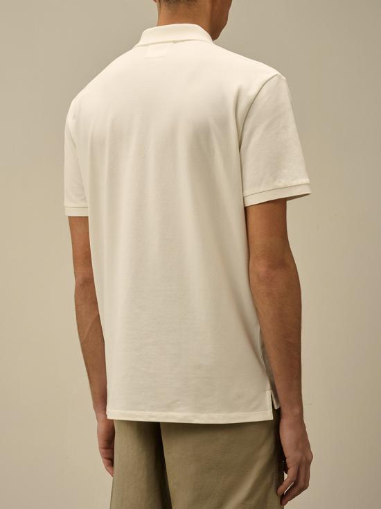 CP Company Gauze White Cotton Polo Shirt for Men