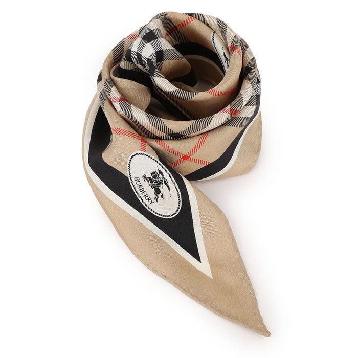 BURBERRY Check Knight Stamp Silk Scarf 8127030