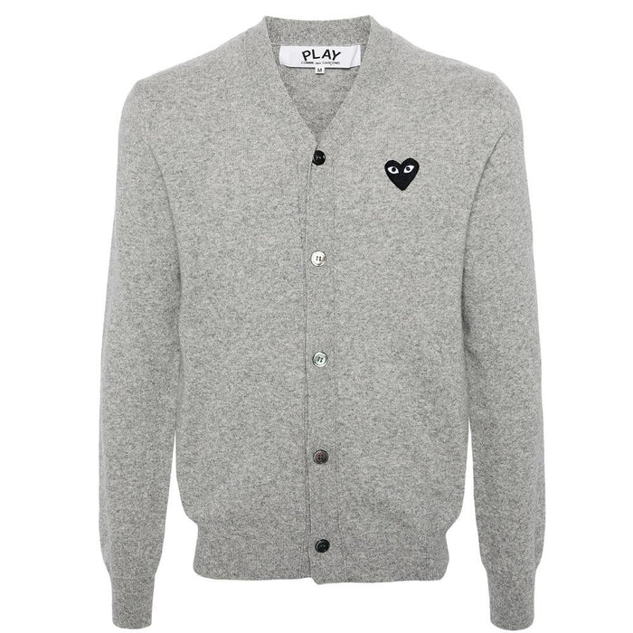 Comme des Garcons Play Black Heart V-Neck Cardigan Gray