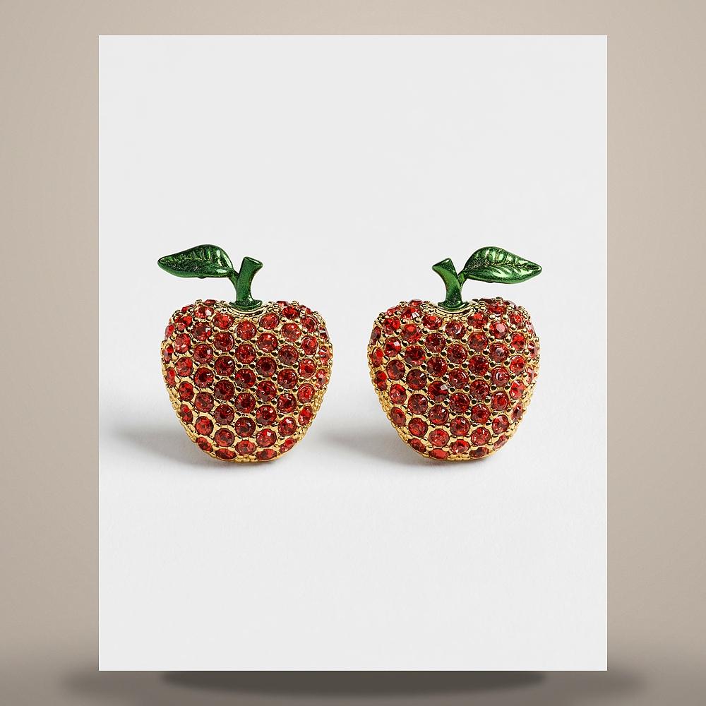 DIOR Dioriviera Sparkling Fruit Earrings Gold-Tone Metal Red Cry E4800WOMCY D20R
