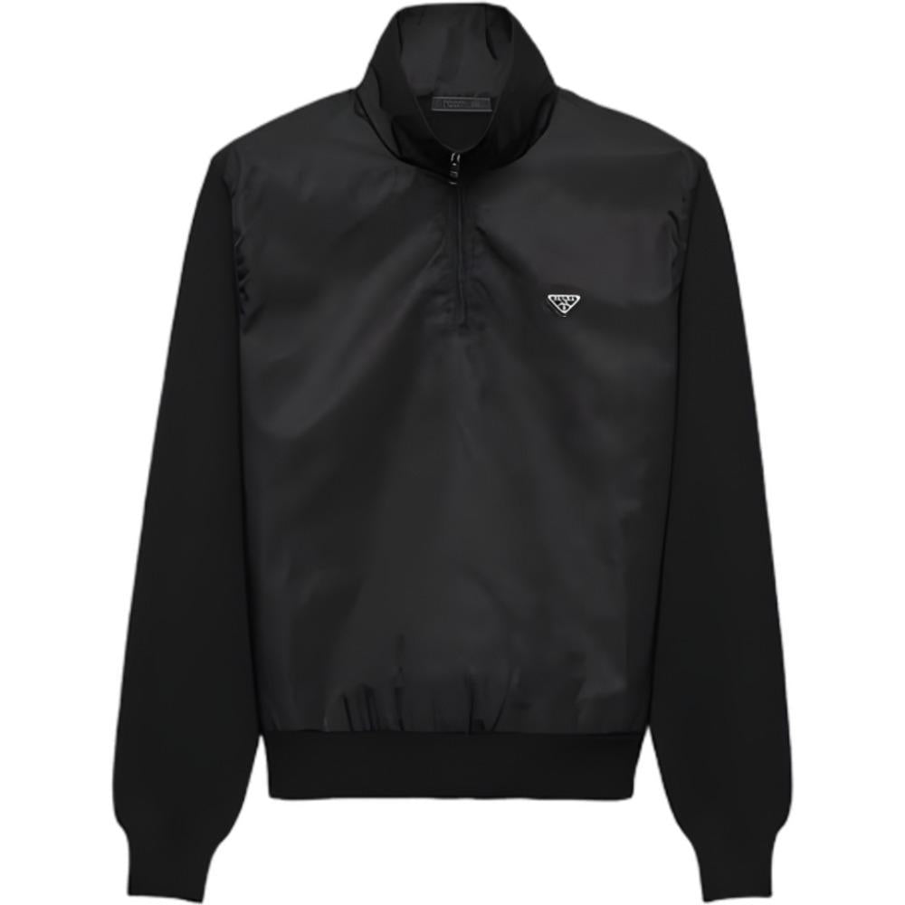 PRADA Superfine Wool Half-Zip Sweater Black UMR663 172V F0002