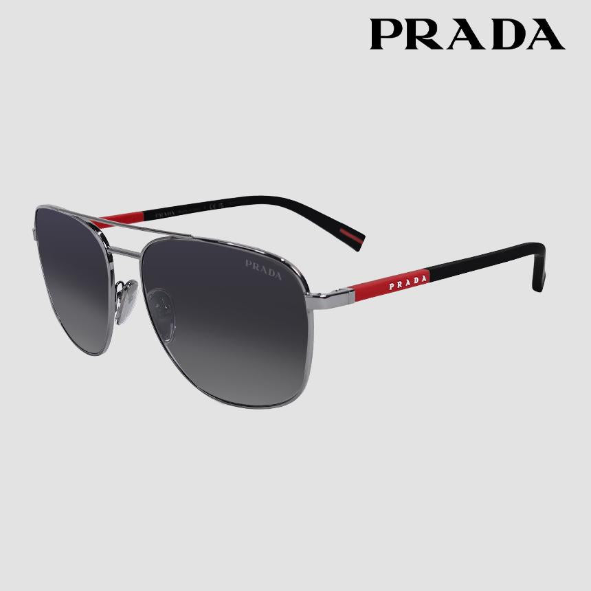 PRADA Aviator Sport Sunglasses Gray Lens Metal Frame Men’s PR 54ZS 5AV09U