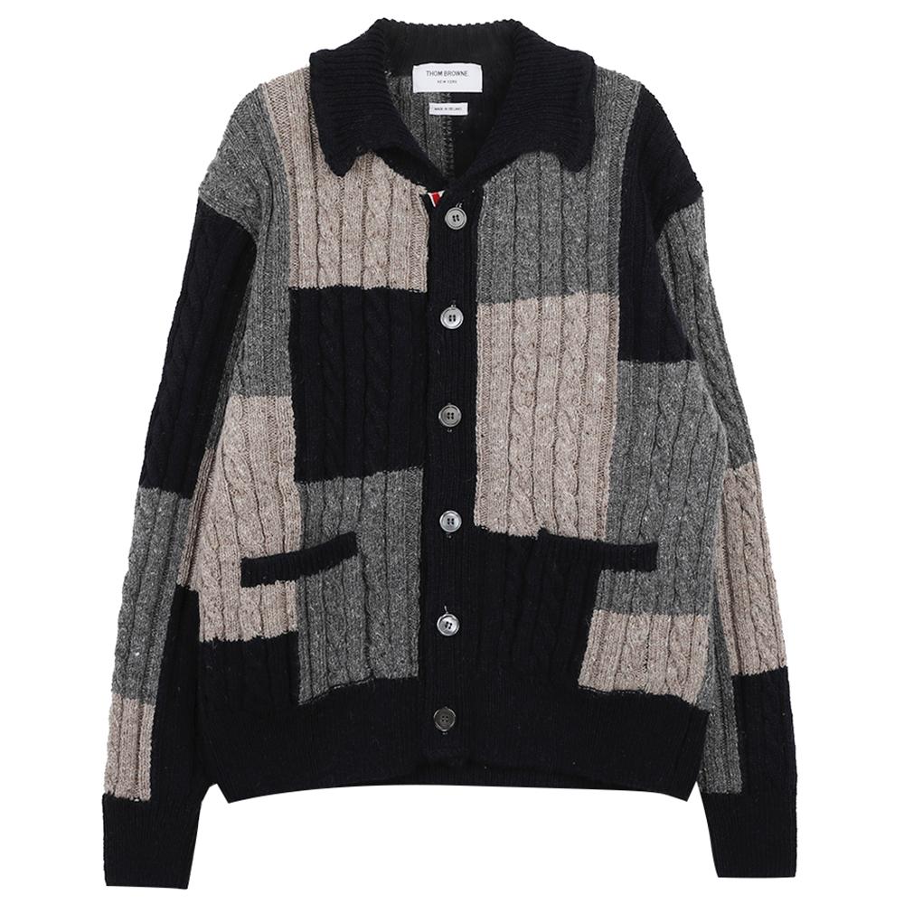 THOM BROWNE Wool Knit Cardigan for Men Navy MKC605A Y1032