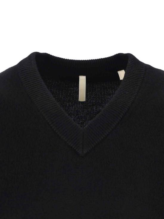 SUNFLOWER Black Round Neck Knit Sweater for Men