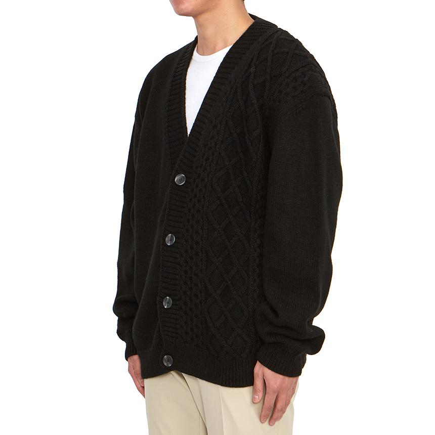 FAMILY FIRST Braid Knit Men’s Cardigan Black