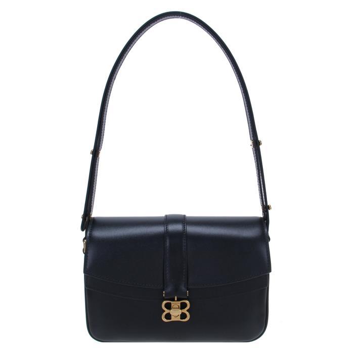 BALENCIAGA Lady Small Flap Shoulder Bag Black Leather