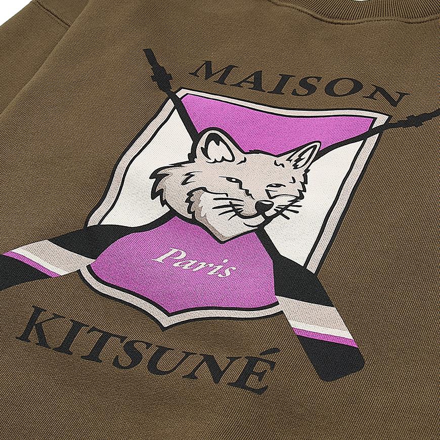 Maison Kitsune College Fox Print Comfort Sweatshirt for Wome LW00306KM0307 KHAKI