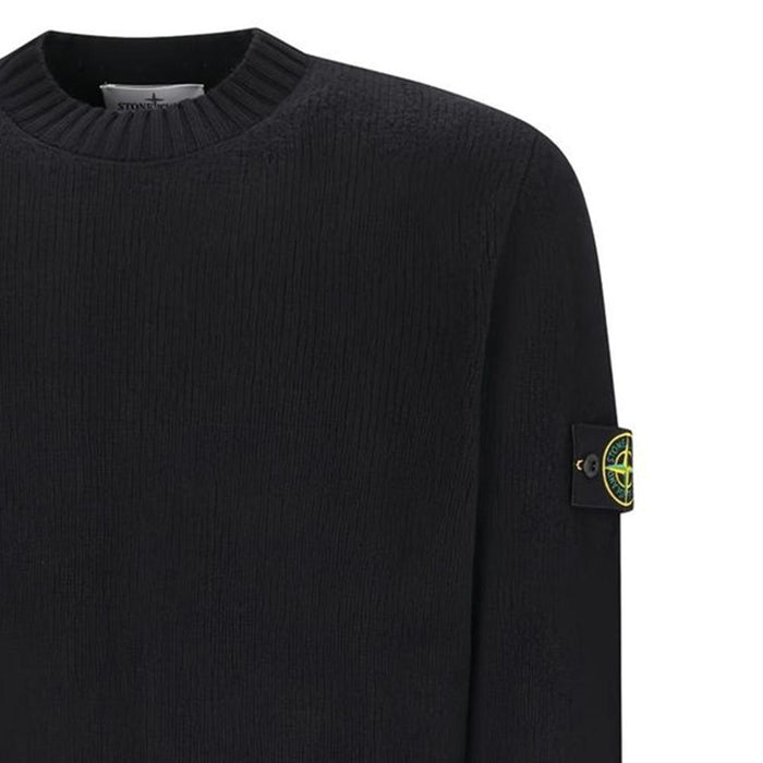 STONE ISLAND Brushed Fancy Yarn Wool Crewneck Sweater Black