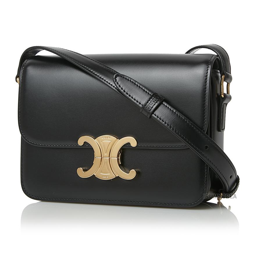 CELINE Teen Triomphe Crossbody Bag Black Leather