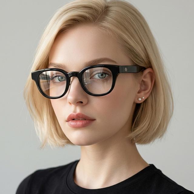 Moncler Black Acetate Square Eyeglass Frames Unisex