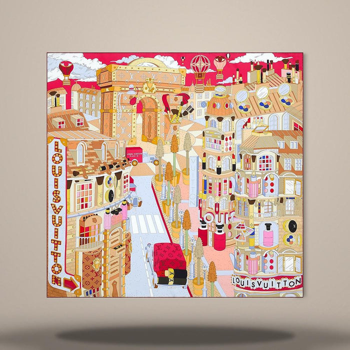 Louis Vuitton Paris En Beauté Square 90 Pink Scarf M96968