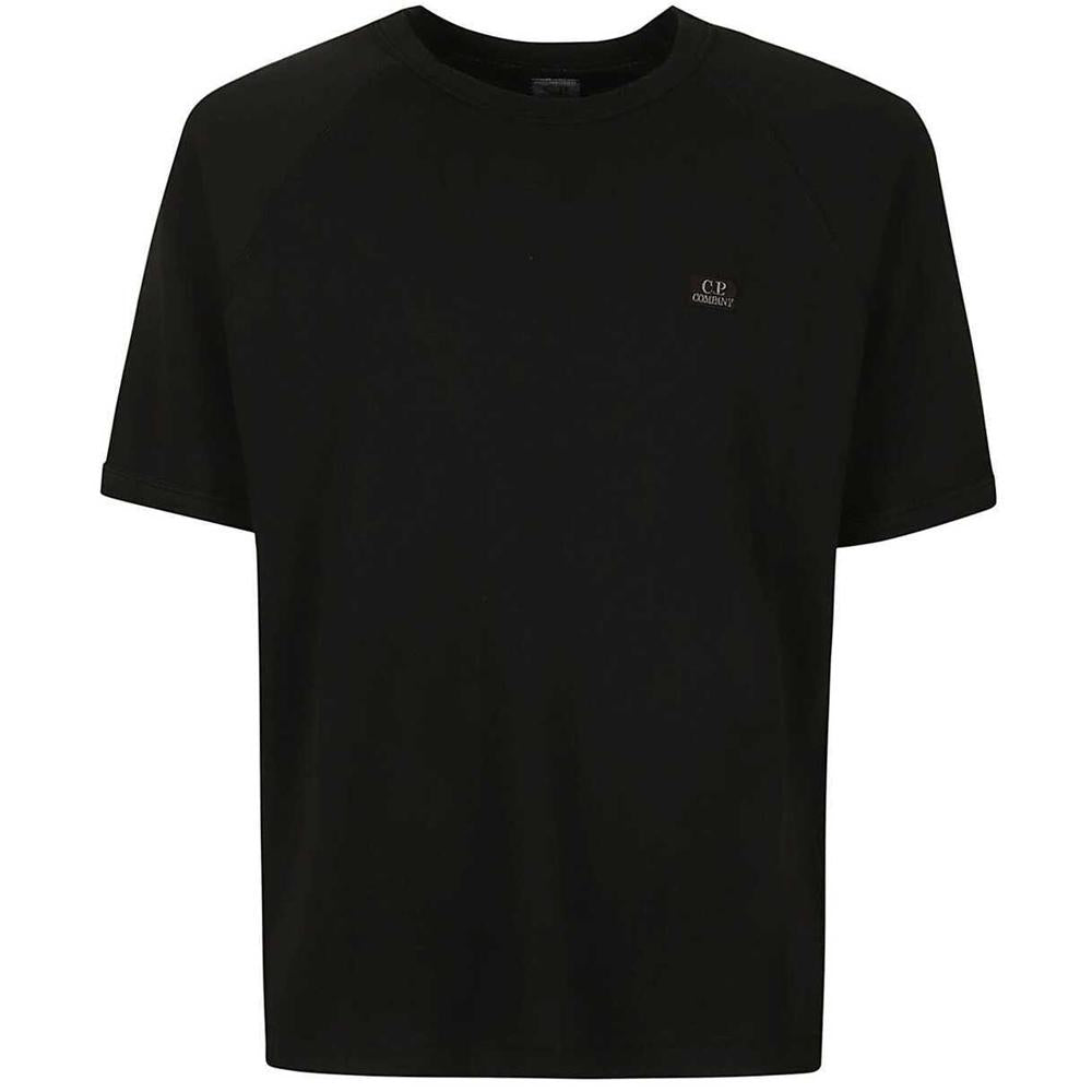 CP Company Logo Embroidered Black Cotton T-Shirt for Men