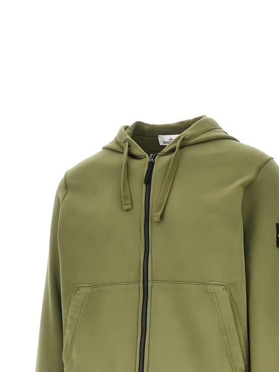 STONE ISLAND Organic Cotton Fleece Regular Fit Zip Hoodie Sweatshirt