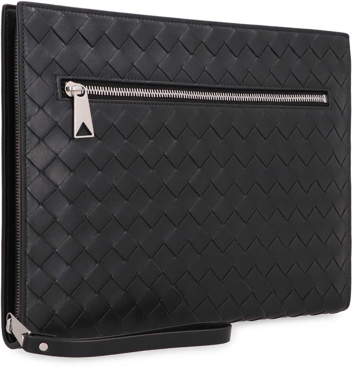 Bottega Veneta Black Leather Intrecciato Clutch Bag for Men