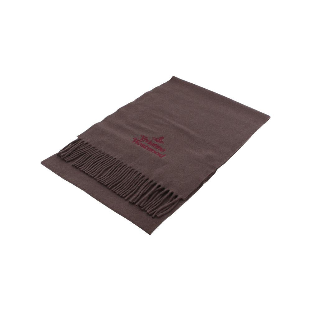 Vivienne Westwood Embroidered Logo Wool Scarf Navy Unisex