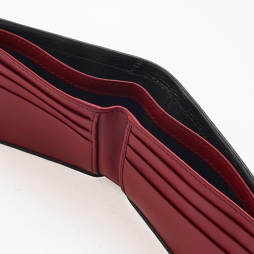 Ferragamo Gancini Bifold Wallet Black Red Leather Men's