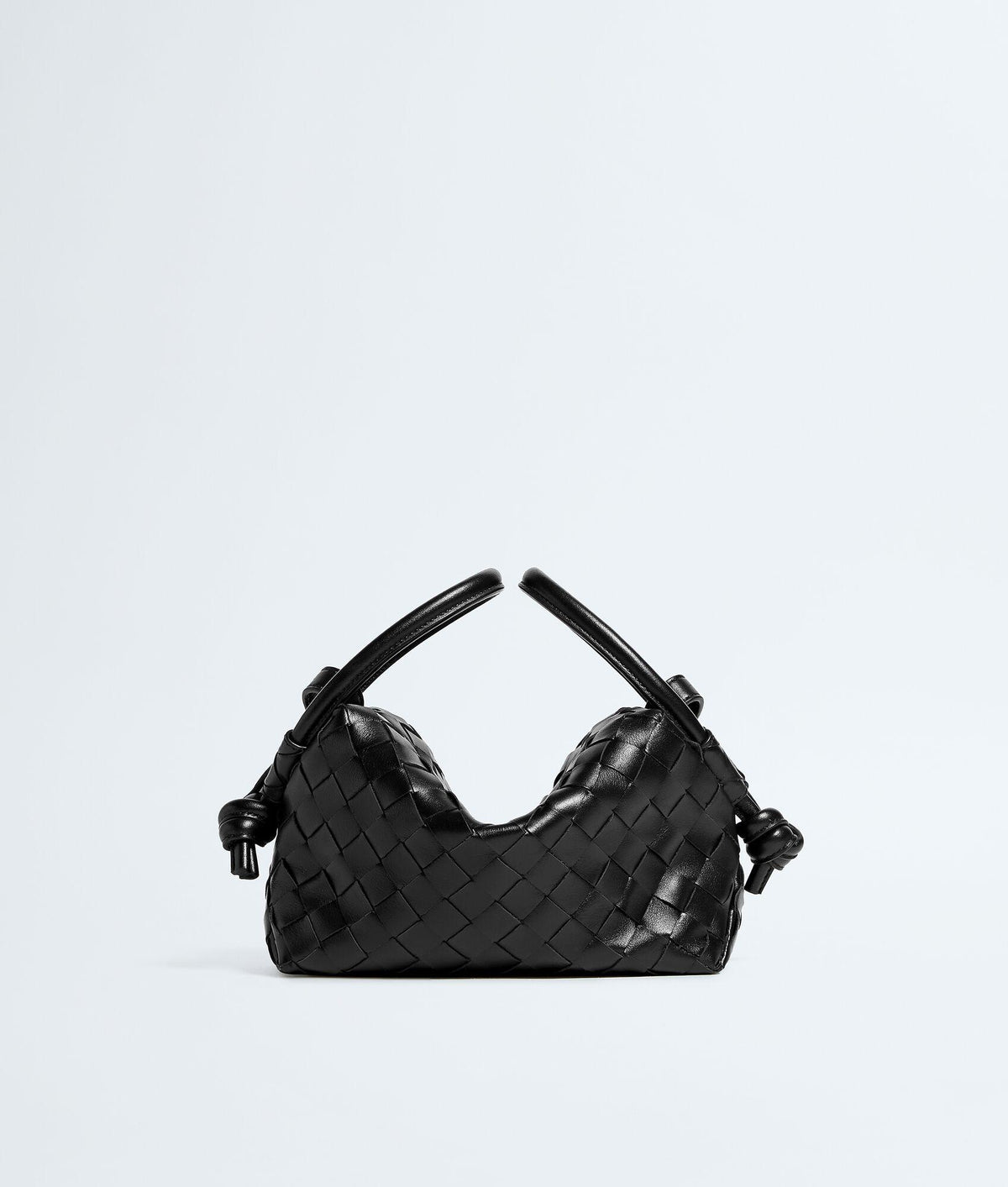 Bottega Veneta Intrecciato Top Handle Loop Bag Black Crossbody