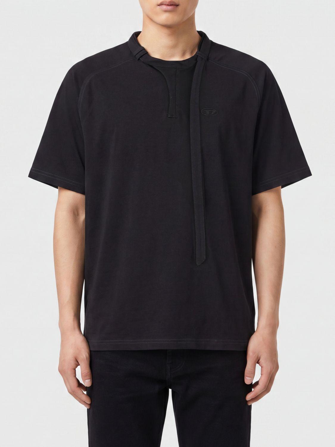 DIESEL Black Cotton Short Sleeve T-Shirt