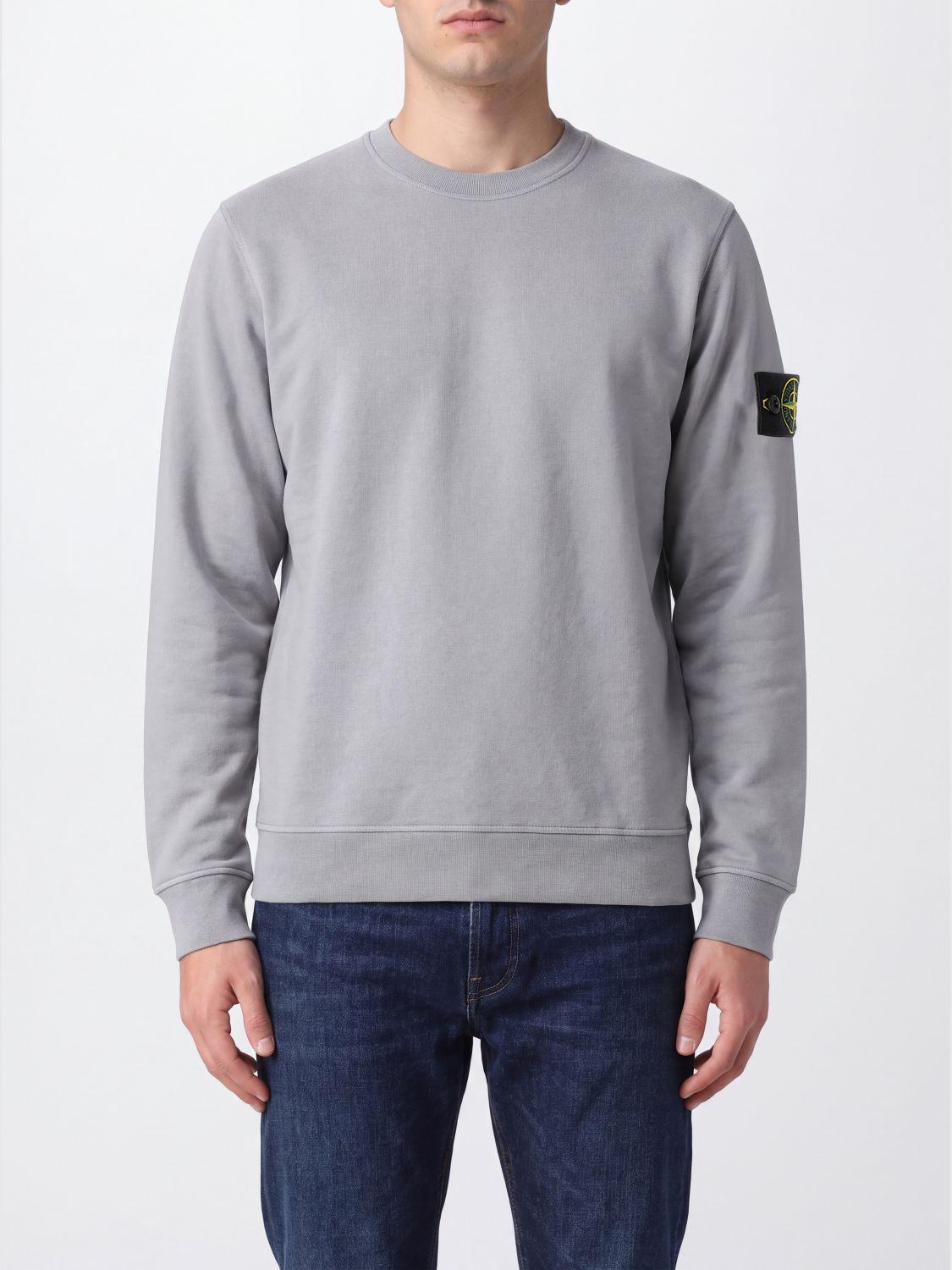 STONE ISLAND Black Cotton Logo Sweatshirt for Men