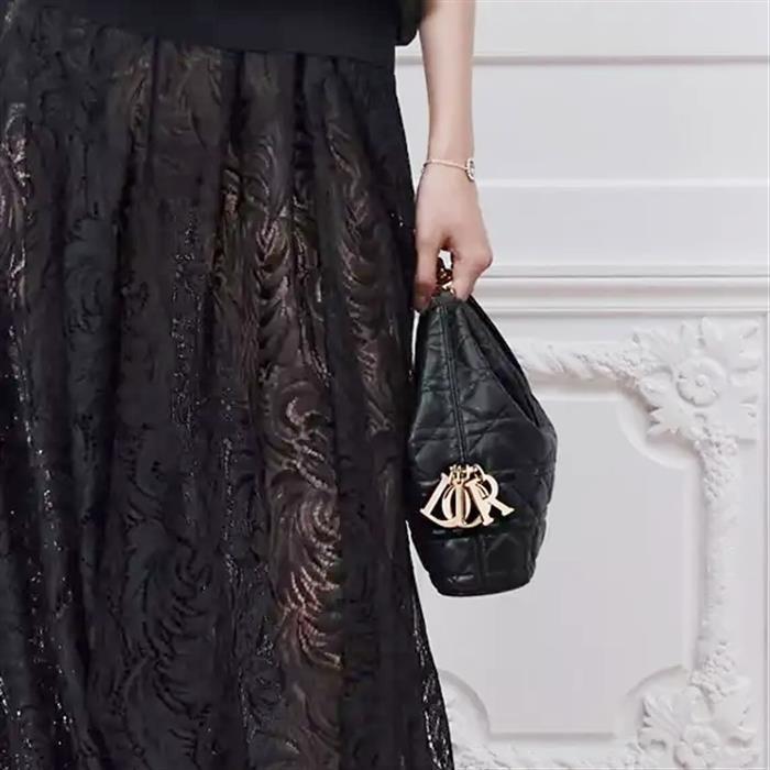 DIOR Black Leather Toujours Hobo Bag Small