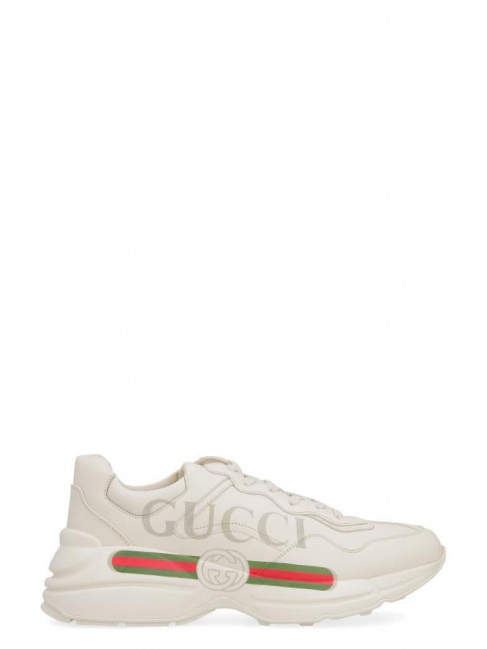 GUCCI Rhyton Logo Leather Low Top Sneakers