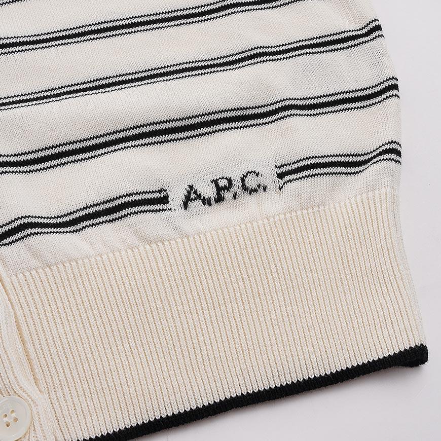 A.P.C. Women’s Stripe Knit Polo Cardigan COHLP F22320 TAT
