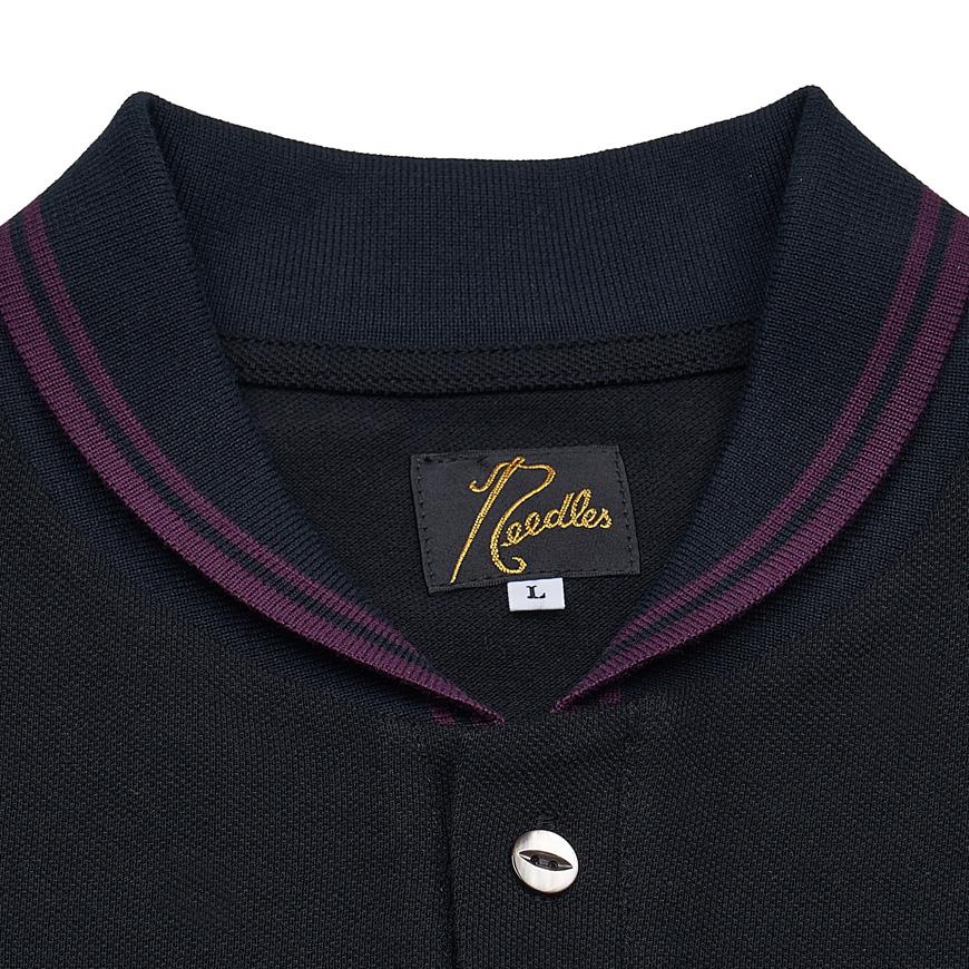 NEEDLES Men’s Shawl Collar Polo T-Shirt QV354C BLACK