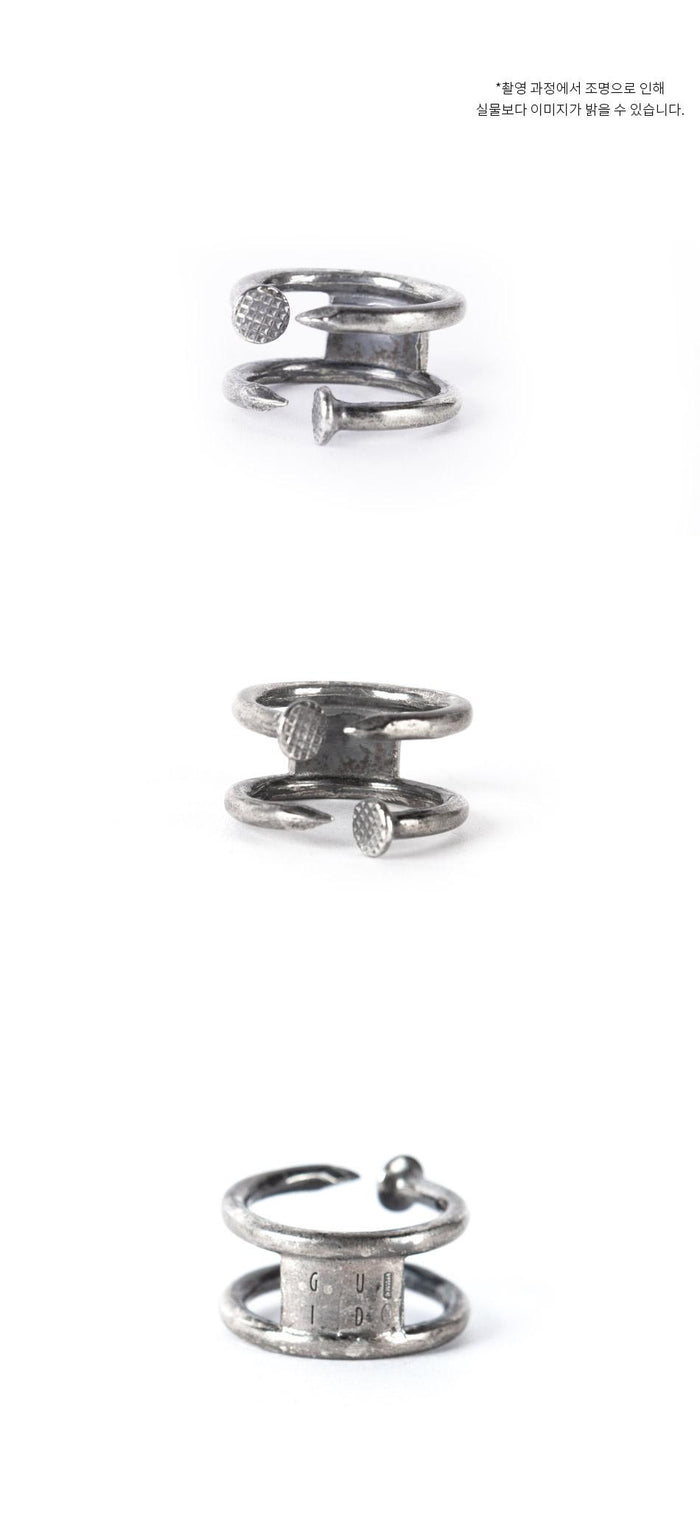 GUIDI Double Square Nail 925 Silver Ring G AN11