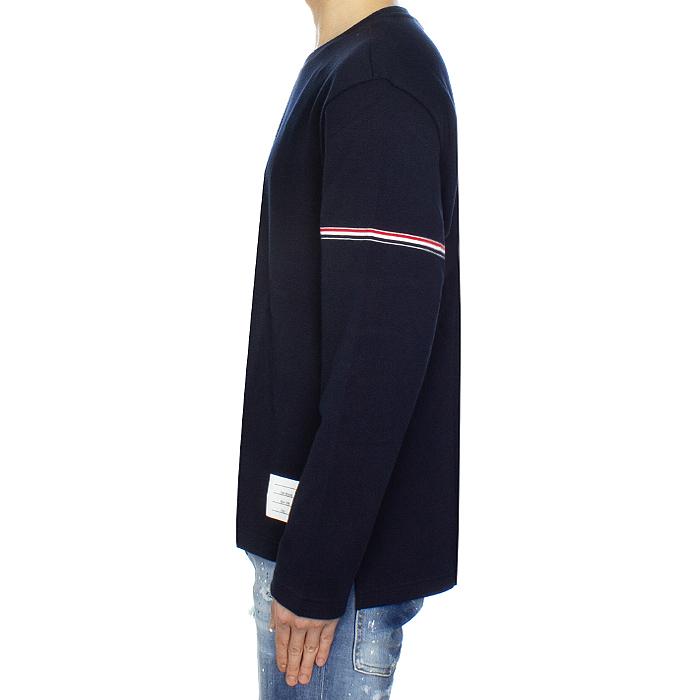 THOM BROWNE Cotton Rugby Long Sleeve T-Shirt Navy