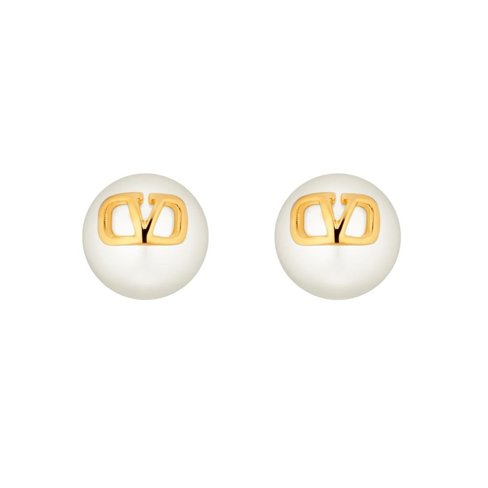 VALENTINO Garavani V Logo Pearl Metal Earrings 8W2J0E35 UXM 0O3