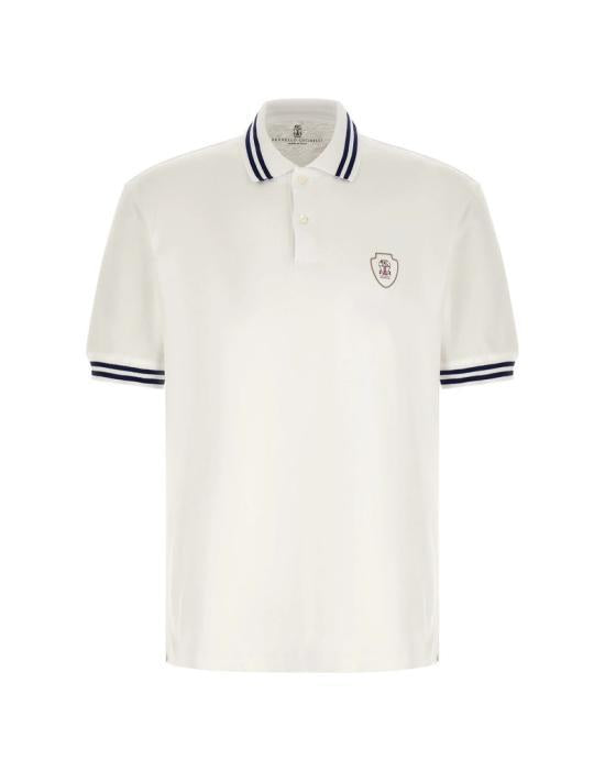 Brunello Cucinelli Logo Embroidered Polo Shirt White Men’s