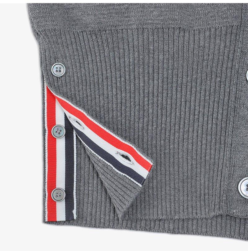 THOM BROWNE Women’s 4-Bar Stripe Milano Stitch Gray Cardigan