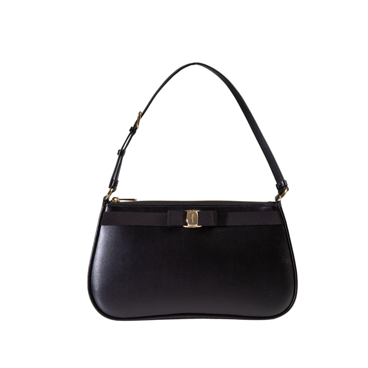 Ferragamo Vara Black Leather Shoulder Bag 21 1984 0754562