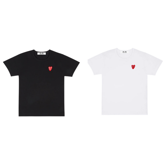Comme des Garcons Double Heart Unisex Short Sleeve T-Shirt Black White