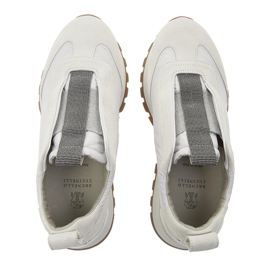 Brunello Cucinelli Women’s Precious Low-Top Sneakers White Leather