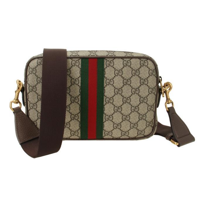 GUCCI Ophidia Small Crossbody Shoulder Bag Beige Brown Canvas Leather
