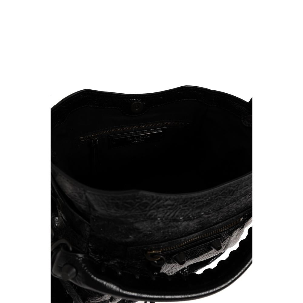 BALENCIAGA Le Cagole City Bucket Bag Black Leather Shoulder Bag