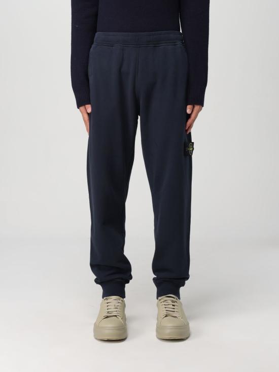 STONE ISLAND Navy Cotton Fleece Jogger Sweatpants Men 811560920V0020 NAVY DOM