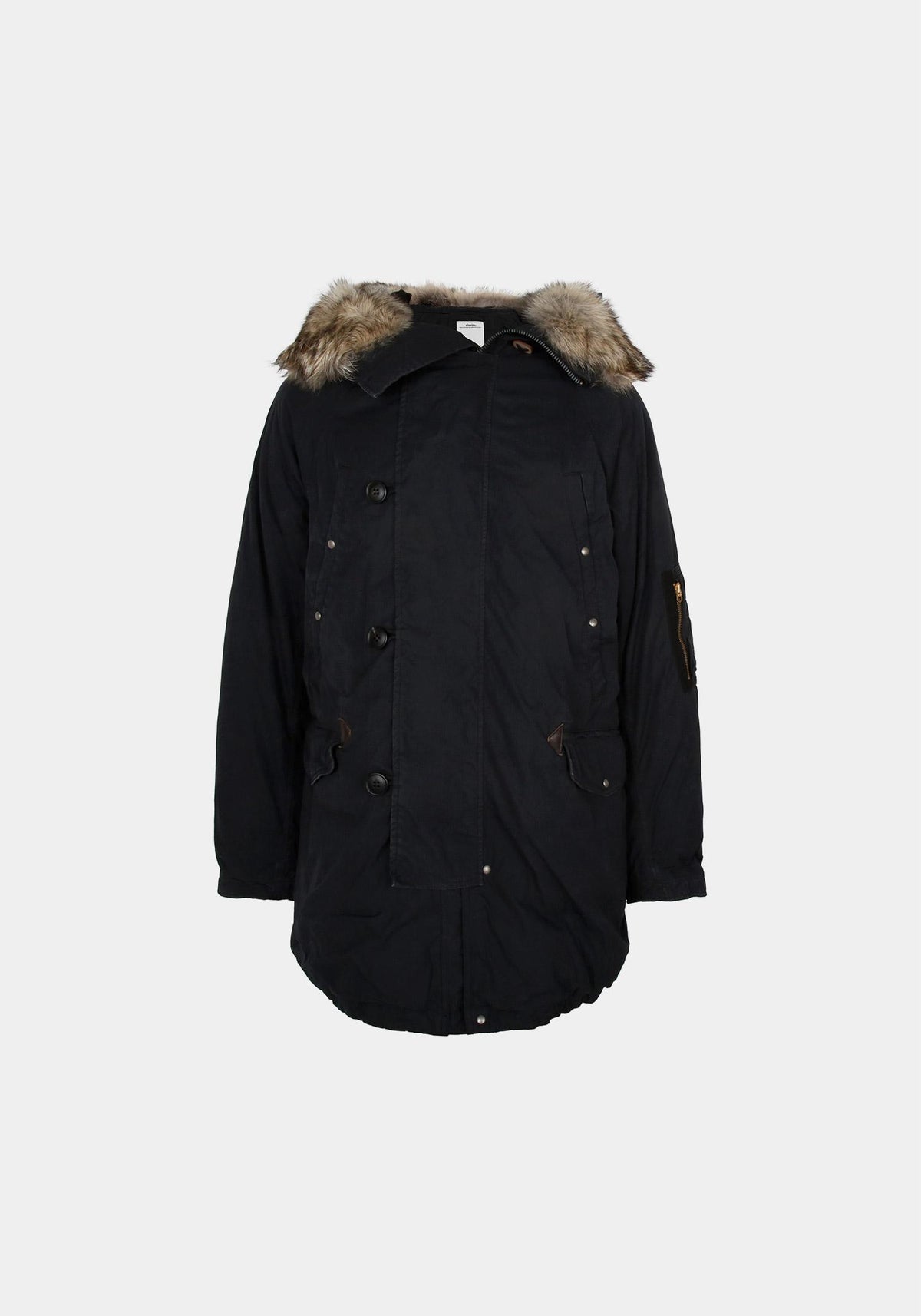 Visvim Black Valdez Hooded Fur Down Jacket 0125205013019 BLACK