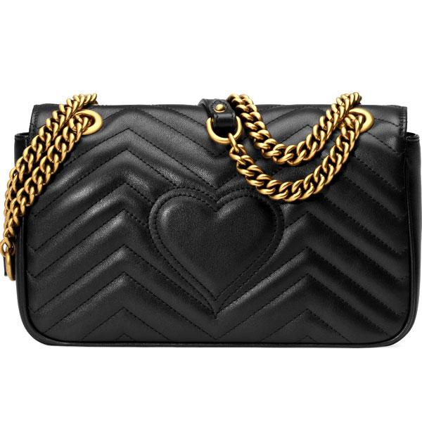 GUCCI GG Marmont Matelassé Black Leather Shoulder Bag