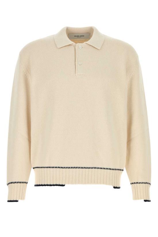 GOLDEN GOOSE White Wool Blend Crewneck Knit Sweater for Men